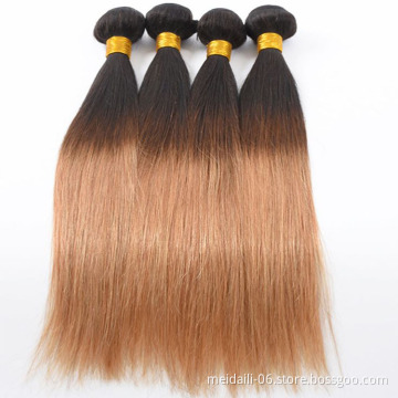 Factory Wholesale 1b 4 27 ombre color hair weave Straight Hair Extension , Brazilian 1b 4 27 Ombre Hair Weave Bundles